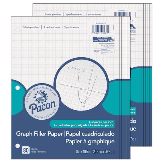 Pacon&#xAE; Graph Filler Paper, 12 Packs of 80